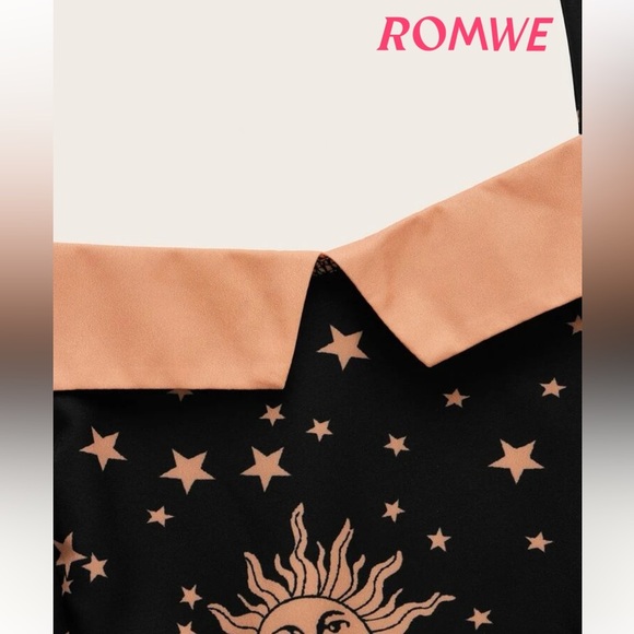 SHEIN Romwe Women's | Pinup Celestial Cold Shoulder Sweet🖤 Dress, med (6), NWOT - Picture 9 of 12